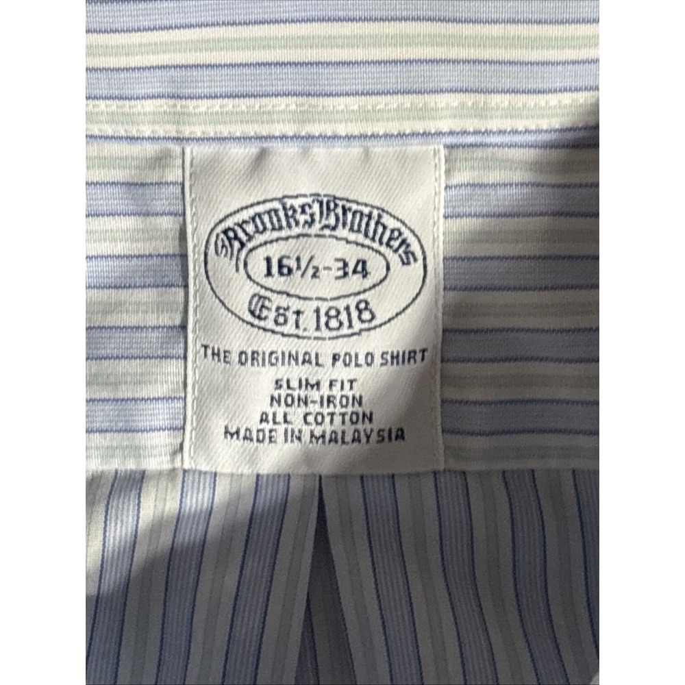 Brooks Brothers Blue And White Button Up 16 1/2x34